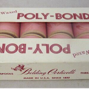 Vintage Belding Corticelli pink Poly Bond Sewing Thread Wooden Spools Box of 12